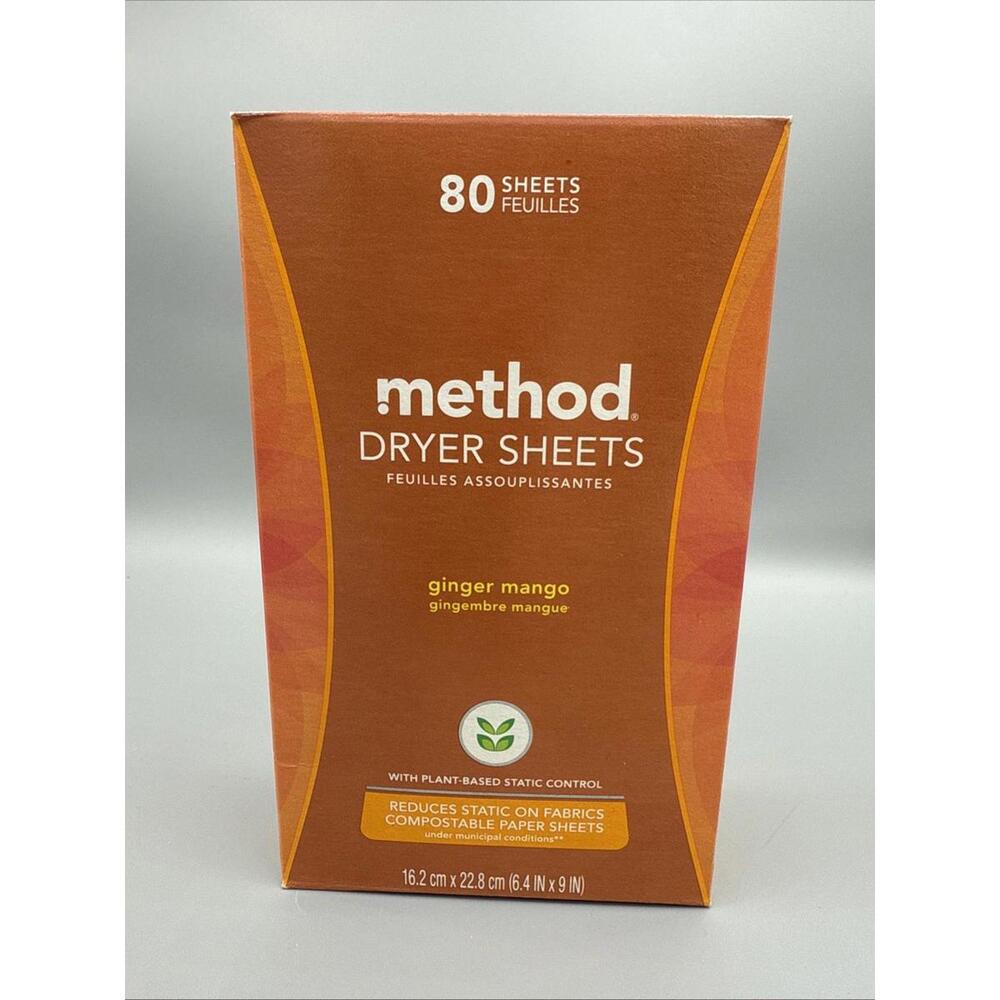Method Paper Dryer Sheets Ginger Mango 80 Sheets Sealed